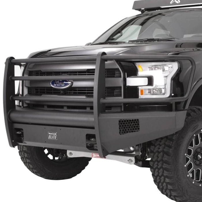 Fab Fours TT07-R1862-1 Black Steel Elite Smooth Front Bumper w/ Pre-Runner Guard for Toyota Tundra 2007-2013