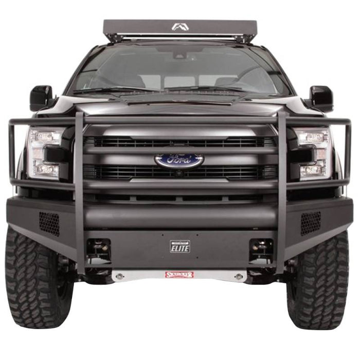 Fab Fours TT07-R1862-1 Black Steel Elite Smooth Front Bumper w/ Pre-Runner Guard for Toyota Tundra 2007-2013