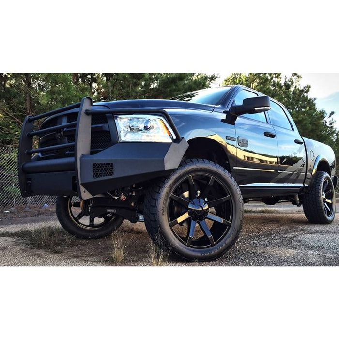 Fab Fours DR13-R2960-1 Dodge Ram 1500 2013-2018 Black Steel Elite Front Bumper Full Guard with Tow ...