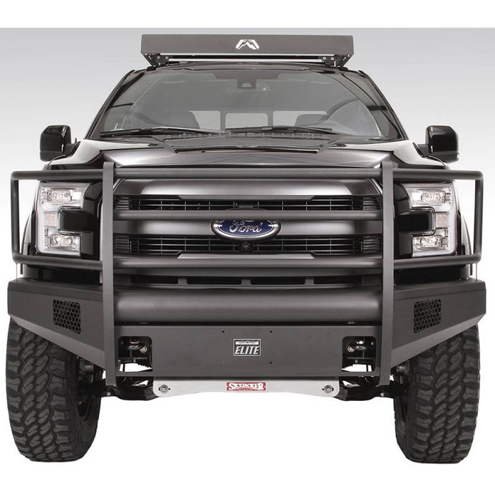 Fab Fours FF15-R3250-1 Black Steel Elite Smooth Front Bumper w/ Full Guard for Ford F150 2015-2017