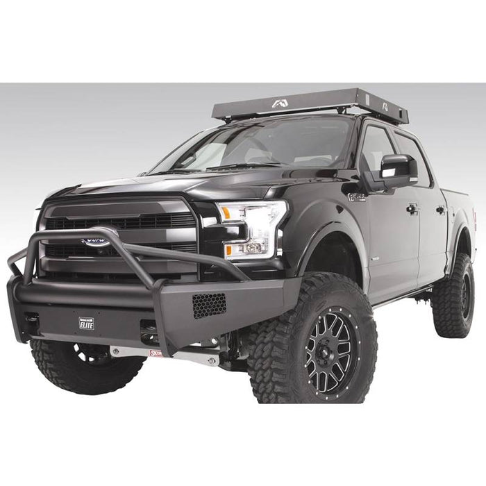 Fab Fours FF15-R3252-1 Black Steel Elite Smooth Front Bumper w/ Pre-Runner Guard for Ford F150 2015-2017