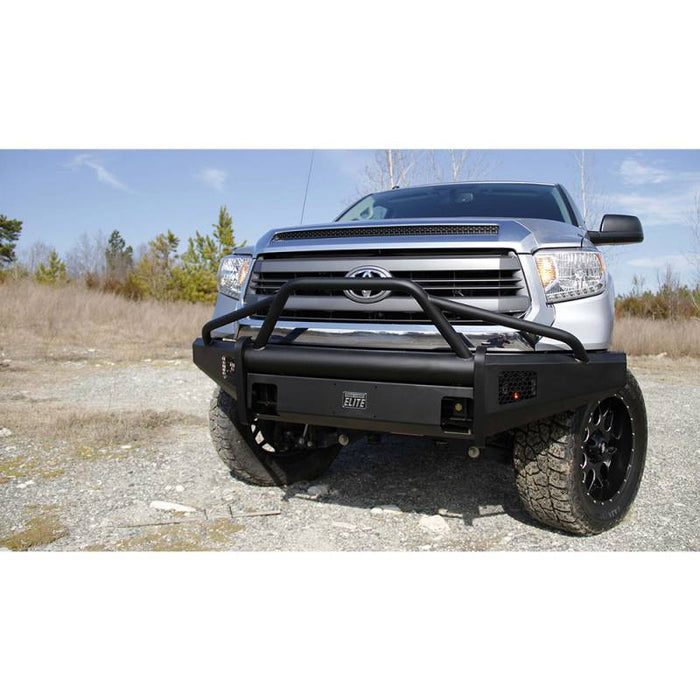 Fab Fours TT14-R2862-1 Black Steel Elite Smooth Front Bumper w/ Pre-Runner Guard for Toyota Tundra 2014-2021