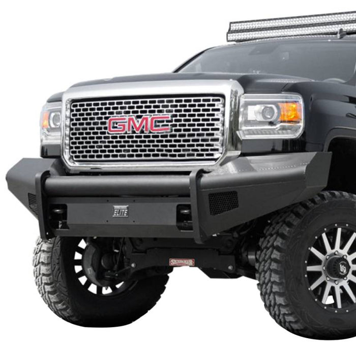 Fab Fours GM14-Q3161-1 Black Steel Elite Smooth Front Bumper for GMC Sierra 2500HD/3500 2015-2019