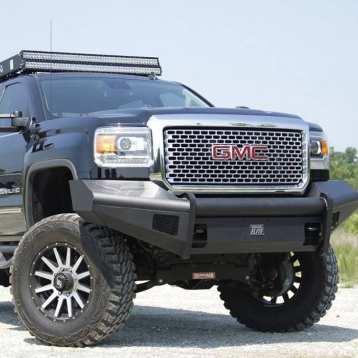 Fab Fours GM14-Q3161-1 Black Steel Elite Smooth Front Bumper for GMC Sierra 2500HD/3500 2015-2019