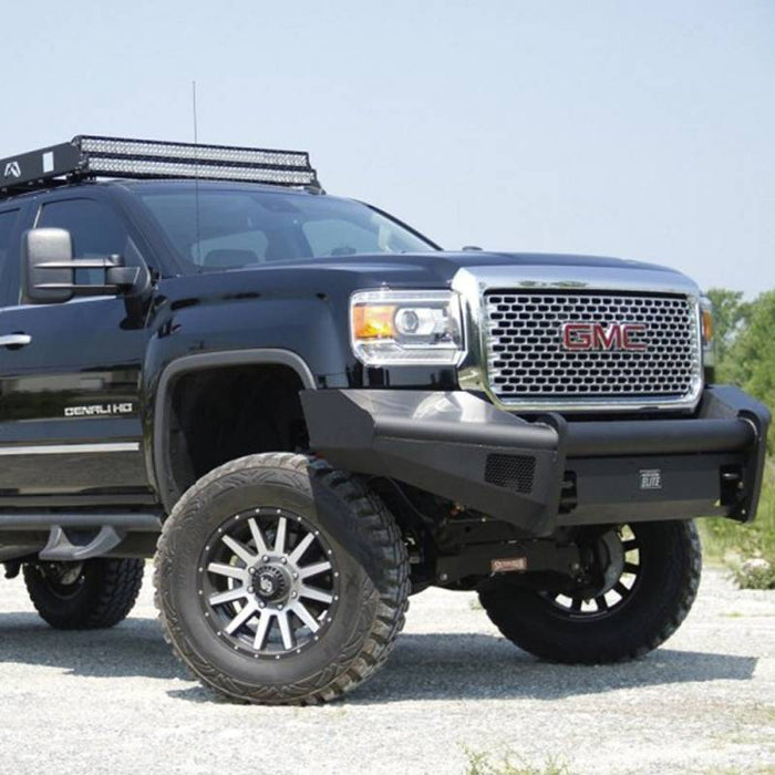 Fab Fours GM14-Q3161-1 Black Steel Elite Smooth Front Bumper for GMC Sierra 2500HD/3500 2015-2019