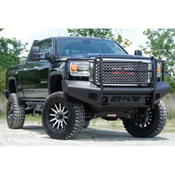 Fab Fours GM14-Q3160-1 Black Steel Elite Smooth Front Bumper w/ Full Guard for GMC Sierra 2500HD/3500 2015-2019