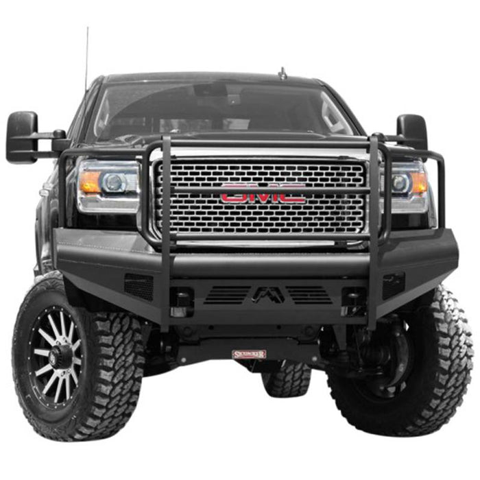 Fab Fours GM14-Q3160-1 Black Steel Elite Smooth Front Bumper w/ Full Guard for GMC Sierra 2500HD/3500 2015-2019