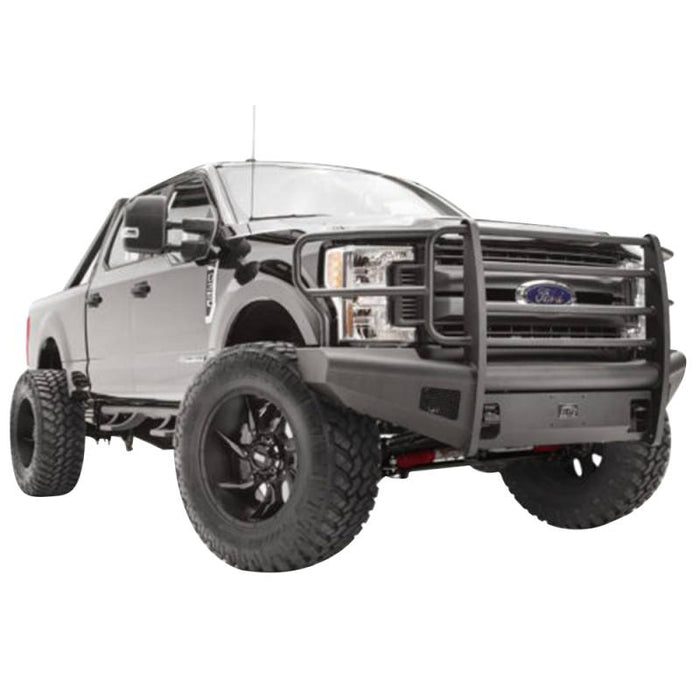 Fab Fours FS17-Q4160-1 Black Steel Elite Smooth Front Bumper w/ Full Guard for Ford F250/F350/F450/F550 2017-2022