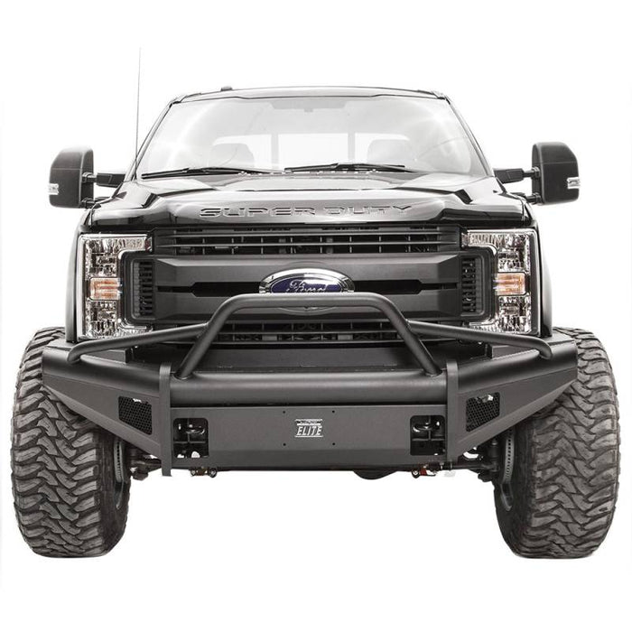 Fab Fours FS17-Q4162-1 Black Steel Elite Smooth Front Bumper w/ Pre-Runner Guard for Ford F250/F350/F450/F550 2017-2022