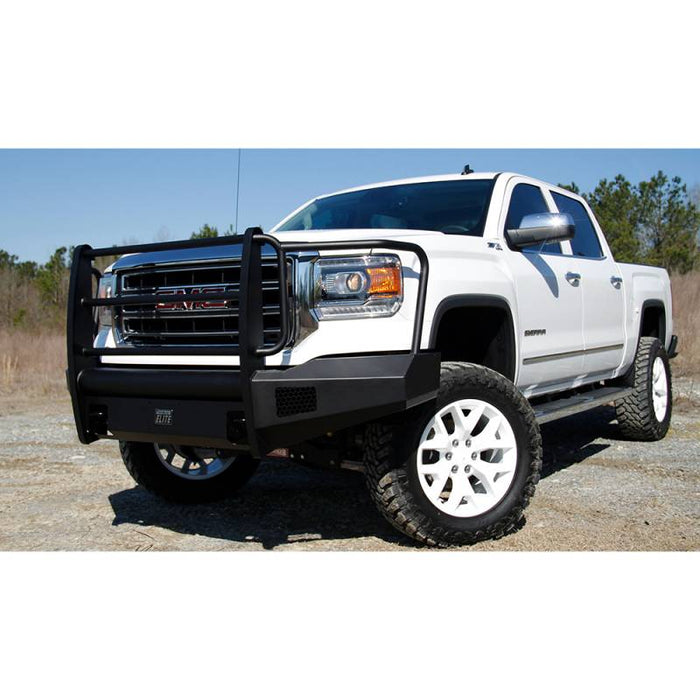 Fab Fours GS14-R3160-1 Black Steel Elite Smooth Front Bumper w/ Full Guard for GMC Sierra 1500 2014-2015