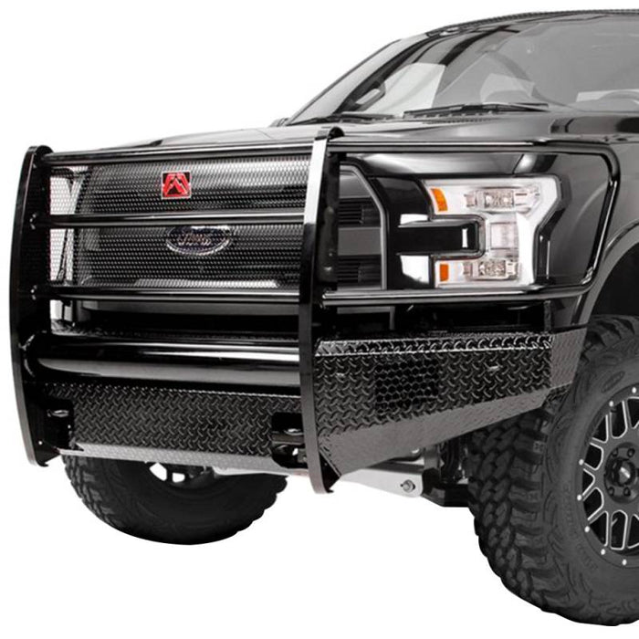 Fab Fours FF15-K3250-1 Black Steel Front Bumper w/ Full Grille Guard for Ford F150 2015-2017