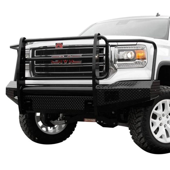 Fab Fours GM07-K2160-1 Black Steel Front Bumper w/ Full Grille Guard for GMC Sierra 1500 2007-2013