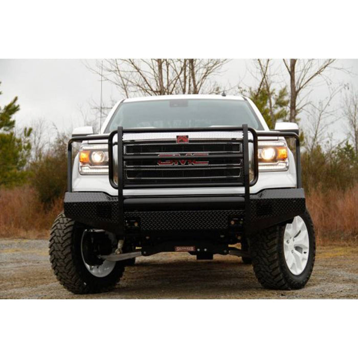 Fab Fours GM07-K2160-1 Black Steel Front Bumper w/ Full Grille Guard for GMC Sierra 1500 2007-2013