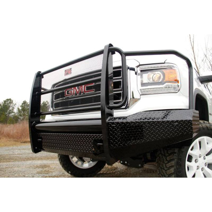 Fab Fours GM07-K2160-1 Black Steel Front Bumper w/ Full Grille Guard for GMC Sierra 1500 2007-2013