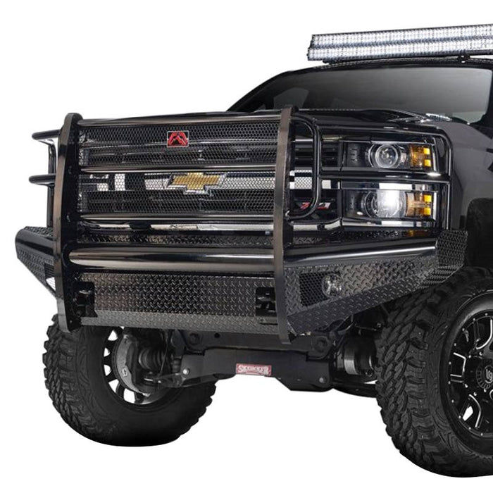 Fab Fours CH08-S2060-1 Black Steel Front Bumper w/ Grille Guard for Chevy Silverado 2500HD/3500 2007-2010