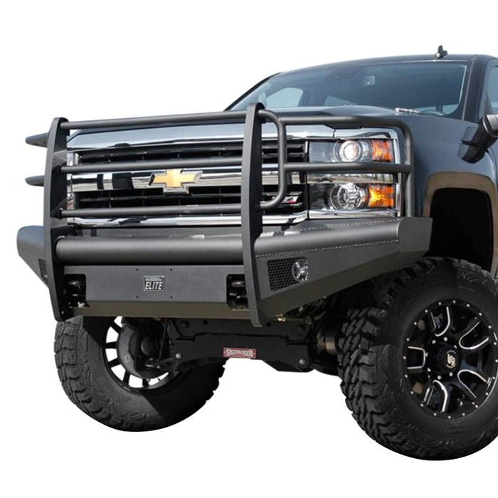 Fab Fours CH05-Q1360-1 Black Steel Elite Smooth Front Bumper w/ Grille Guard for Chevy Silverado 2500HD/3500 2003-2006