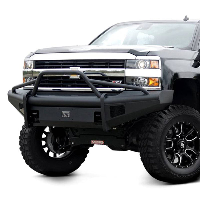 Fab Fours CH05-Q1362-1 Black Steel Elite Smooth Front Bumper w/ Pre-Runner Guard for Chevy Silverado 2500HD/3500 2003-2006