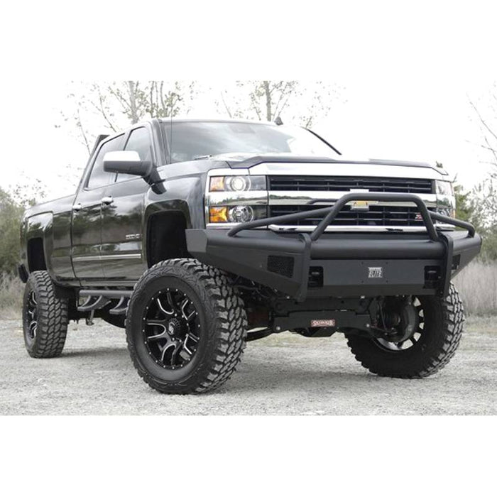 Fab Fours CH05-Q1362-1 Black Steel Elite Smooth Front Bumper w/ Pre-Runner Guard for Chevy Silverado 2500HD/3500 2003-2006