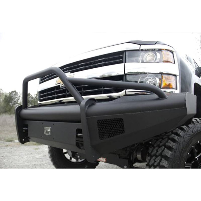 Fab Fours CH05-Q1362-1 Black Steel Elite Smooth Front Bumper w/ Pre-Runner Guard for Chevy Silverado 2500HD/3500 2003-2006