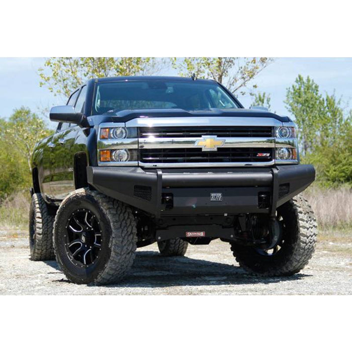 Fab Fours CH08-Q2061-1 Black Steel Elite Smooth Front Bumper for Chevy Silverado 2500HD/3500 2007-2010