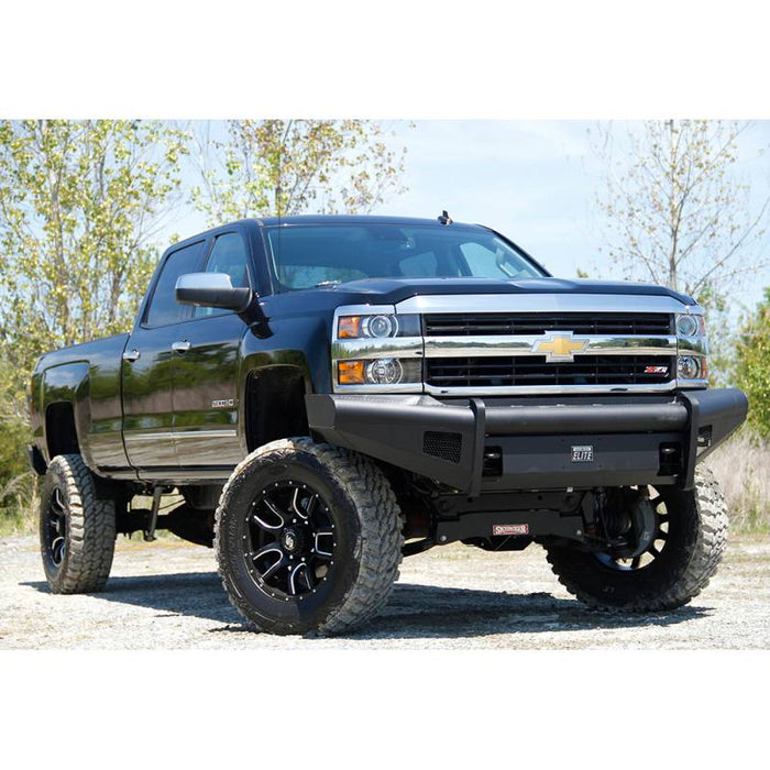 Fab Fours CH14-Q3061-1 Black Steel Elite Smooth Front Bumper for Chevy Silverado 2500HD/3500 2015-2019