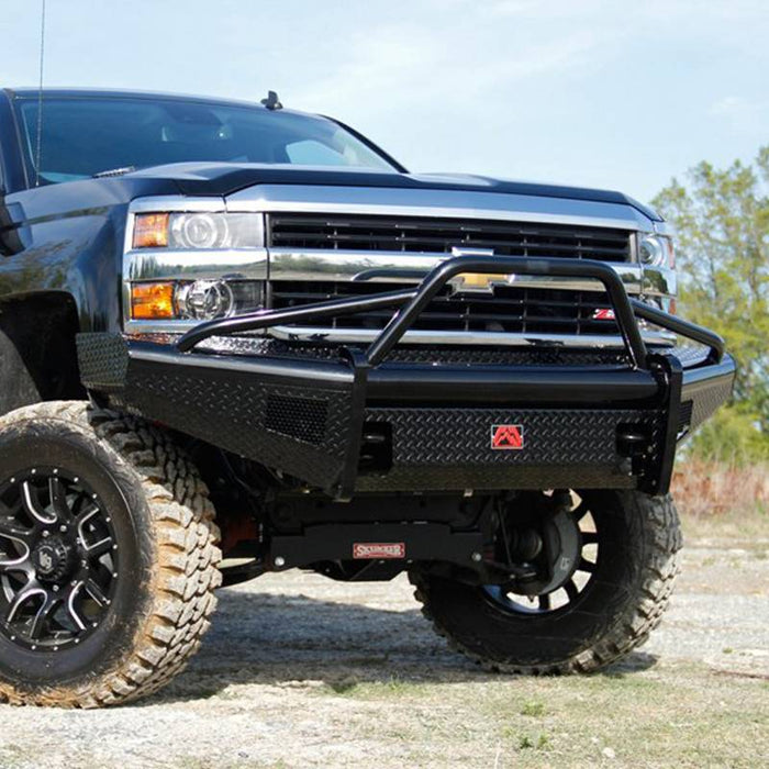 Fab Fours CH08-S2062-1 Black Steel Front Bumper w/ Pre-Runner Guard for Chevy Silverado 2500HD/3500 2007-2010