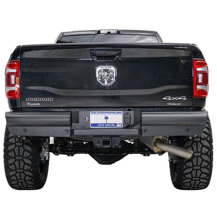 Fab Fours DR19-U4450-1 Black Steel Elite Smooth Rear Bumper For Dodge Ram 2500/3500 2018-2022