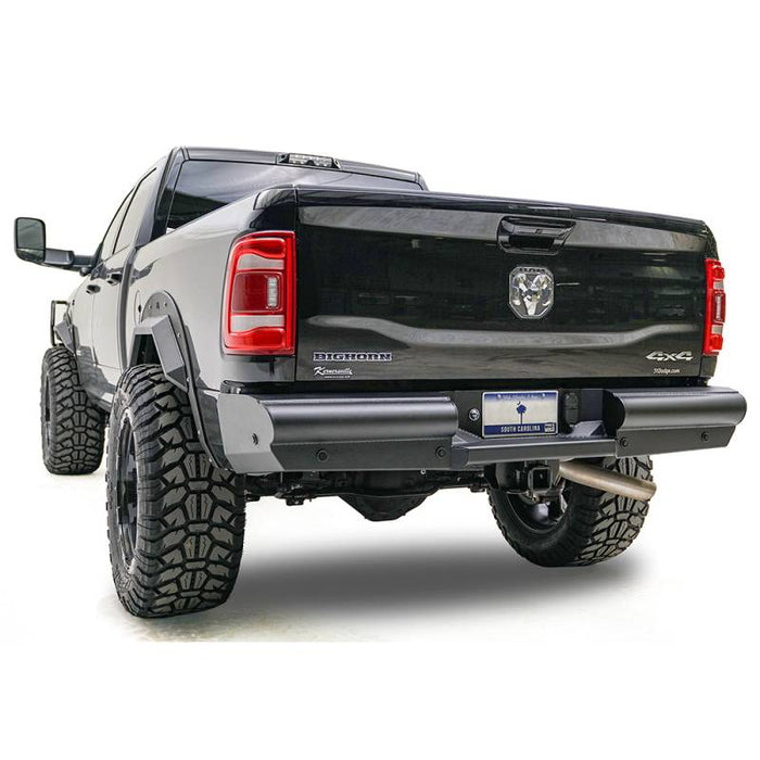 Fab Fours DR19-U4450-1 Black Steel Elite Smooth Rear Bumper For Dodge Ram 2500/3500 2018-2022