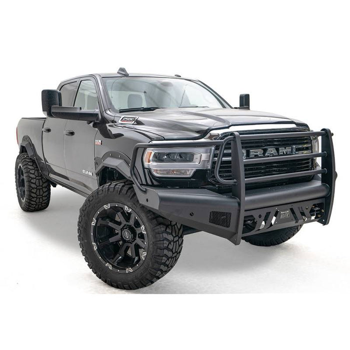 Fab Fours DR19-Q4460-1 Black Steel Elite Front Bumper w/ Full Grill Guard for Dodge Ram 2500/3500 2019-2022 New Body Style