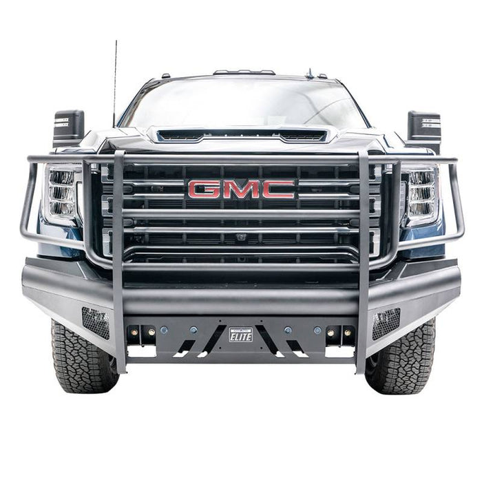 Fab Fours GM20-Q5060-1 Black Steel Elite Front Bumper w/ Full Grill Guard for GMC Sierra 2500HD/3500 2020-2022