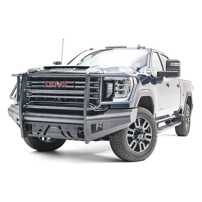 Fab Fours GM20-Q5060-1 Black Steel Elite Front Bumper w/ Full Grill Guard for GMC Sierra 2500HD/3500 2020-2022