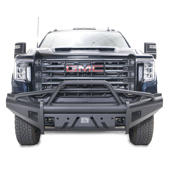 Fab Fours GM20-Q5062-1 Black Steel Elite Front Bumper w/ Pre-Runner Guard for GMC Sierra 2500HD/3500 2020-2022