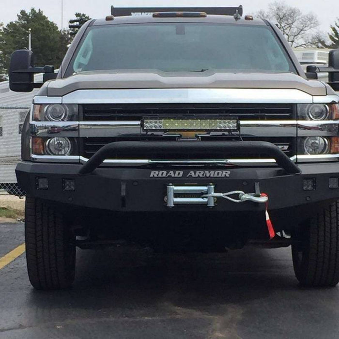 Road Armor 315R4B Stealth Winch Front Bumper w/ Pre-Runner Guard and Square Light Holes for Chevy Silverado 2500HD/3500 2015-2019