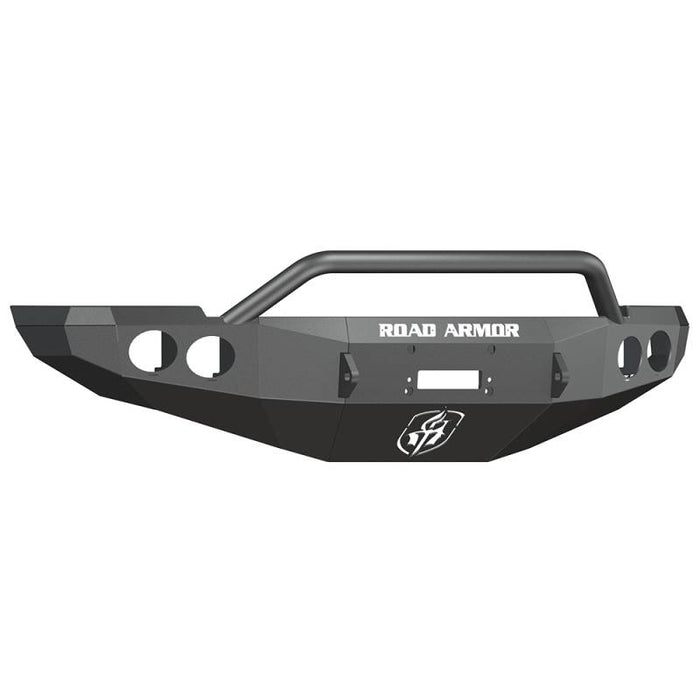 Road Armor 40804B Stealth Winch Front Bumper w/ Pre-Runner Guard and Round Light Holes for Dodge Ram 2500/3500/4500/5500 2010-2018