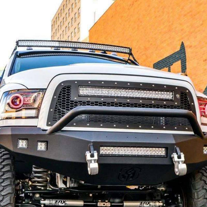 Road Armor 408R4B-NW Stealth Non-Winch Front Bumper w/ Pre-Runner Guard and Square Light Holes for Dodge Ram 2500/3500/4500/5500 2010-2018