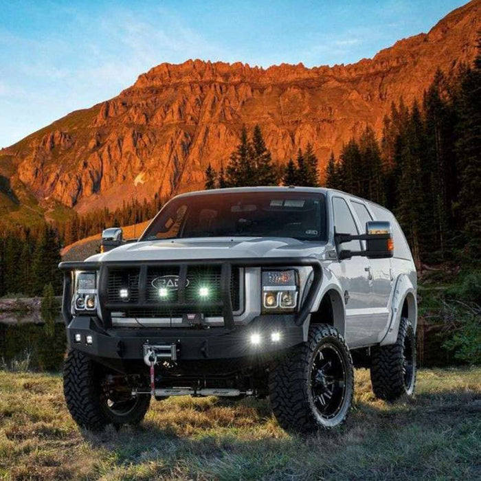 Road Armor 611R2B Stealth Winch Front Bumper w/ Titan II Guard and Square Light Holes for Ford F250/F350 2011-2016