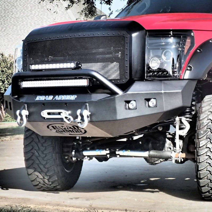 Road Armor 611R4B Stealth Winch Front Bumper w/ Pre-Runner Guard and Square Light Holes for Ford F250/F350 2011-2016