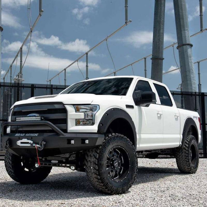 Road Armor 615R4B Stealth Winch Front Bumper w/ Pre-Runner Guard and Square Light Holes for Ford F150 2015-2017