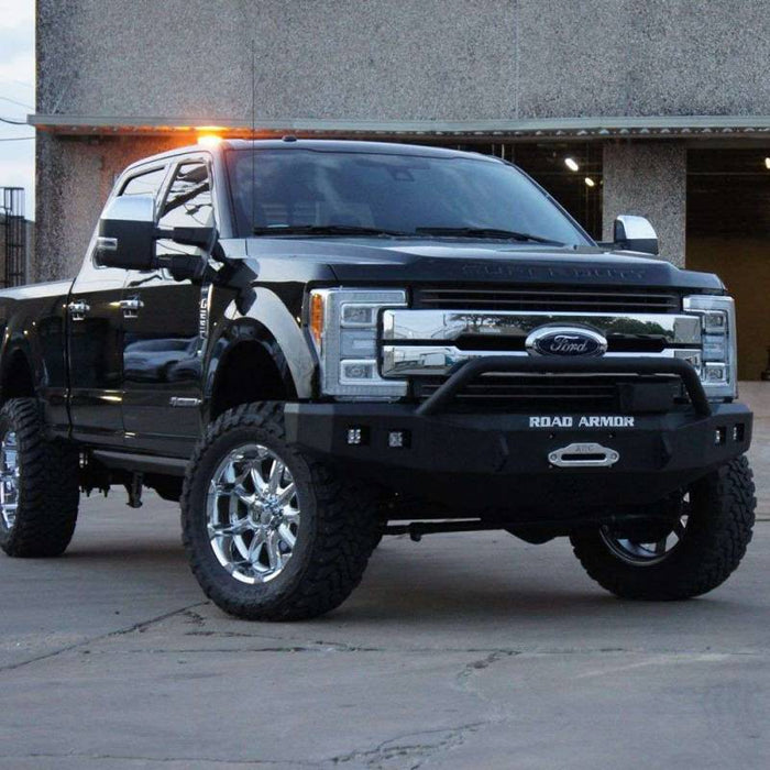 Road Armor 617F4B Stealth Winch Front Bumper w/ Pre-Runner Guard and Square Light Holes for Ford F250/F350 2017-2022