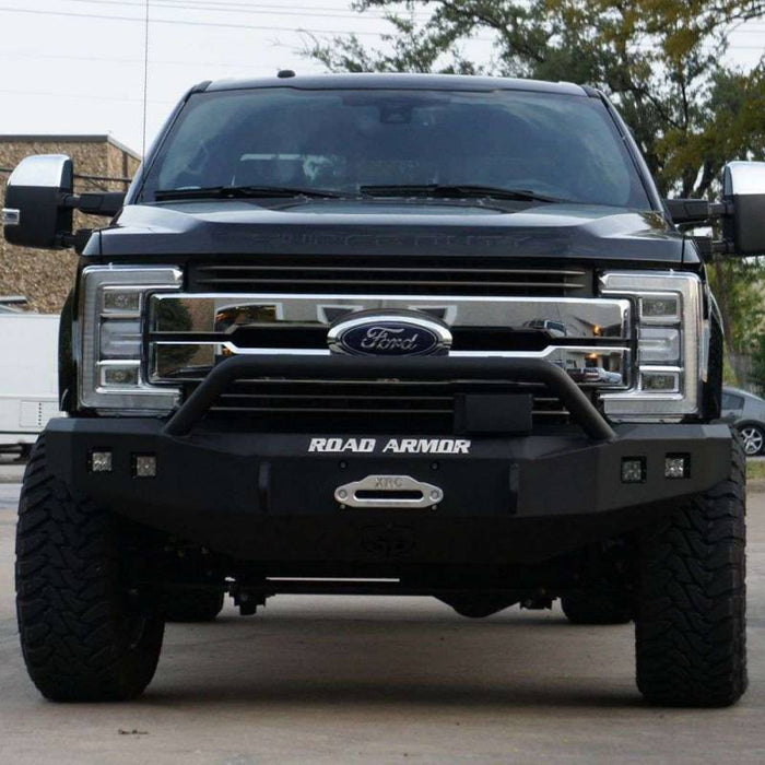 Road Armor 617F4B Stealth Winch Front Bumper w/ Pre-Runner Guard and Square Light Holes for Ford F250/F350 2017-2022