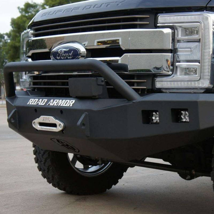 Road Armor 617F4B Stealth Winch Front Bumper w/ Pre-Runner Guard and Square Light Holes for Ford F250/F350 2017-2022