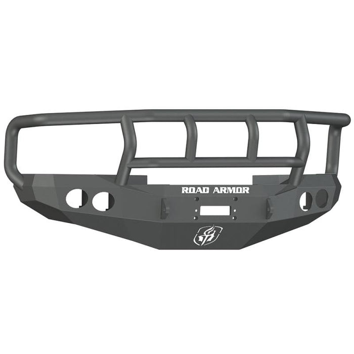 Road Armor 47012B Stealth Winch Front Bumper w/ Titan II Guard and Round Light Holes for Dodge Ram 1500/2500/3500 1997-2002