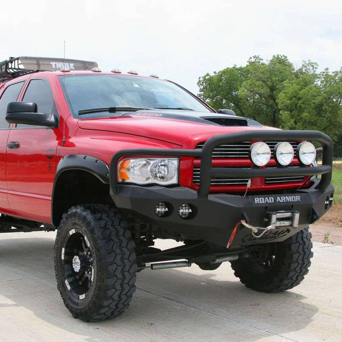 Road Armor 44045B Stealth Winch Front Bumper w/ Lonestar Guard and Round Light Holes for Dodge Ram 2500/3500 2003-2005