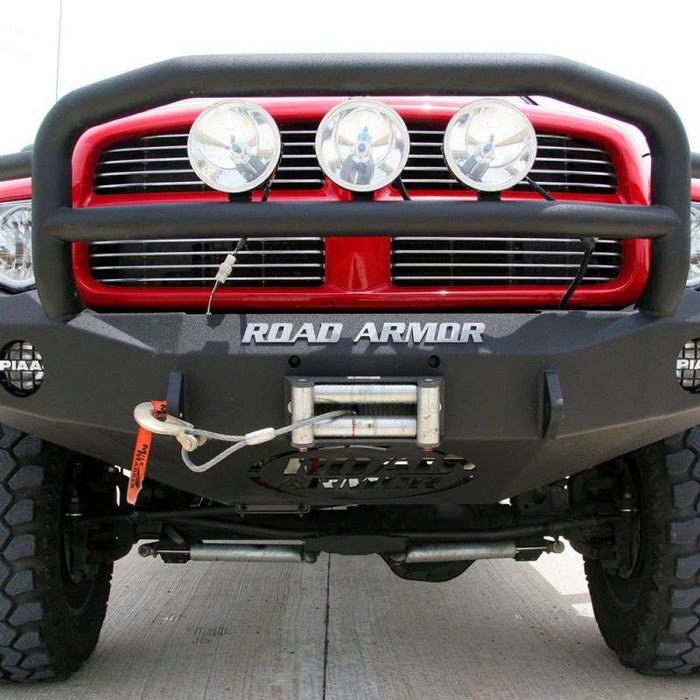 Road Armor 44045B Stealth Winch Front Bumper w/ Lonestar Guard and Round Light Holes for Dodge Ram 2500/3500 2003-2005