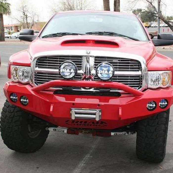 Road Armor 44044B Stealth Winch Front Bumper w/ Pre-Runner Guard and Round Light Holes for Dodge Ram 2500/3500 2003-2005