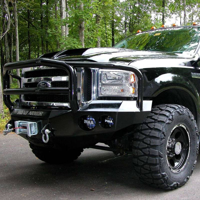 Road Armor 66005B Stealth Winch Front Bumper w/ Lonestar Guard and Round Light Holes for Ford F250/F350/F450/Excursion 1999-2004