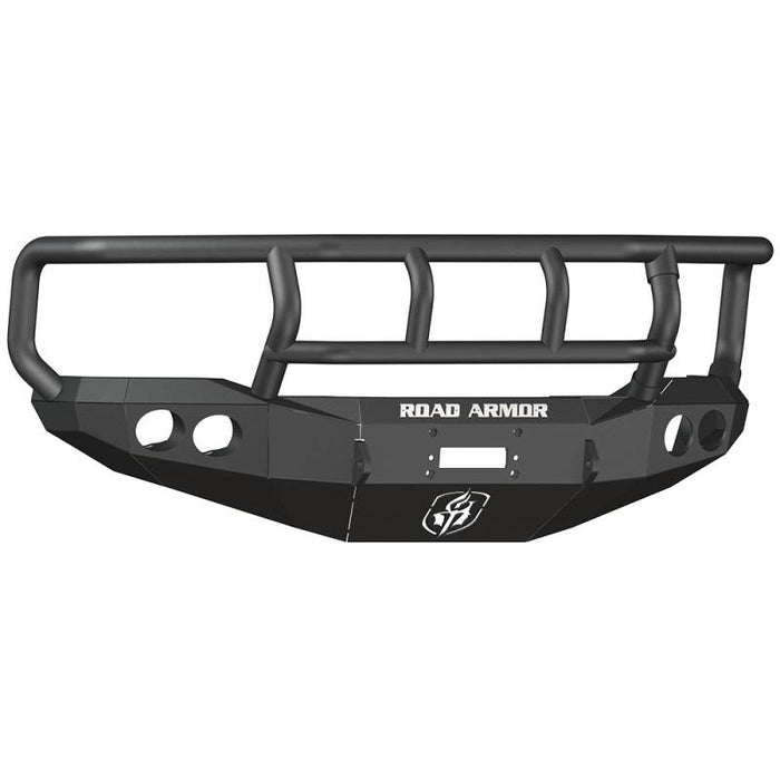 Road Armor 66002B Stealth Winch Front Bumper w/ Titan II Guard and Round Light Holes for Ford F250/F350/F450/Excursion 1999-2004