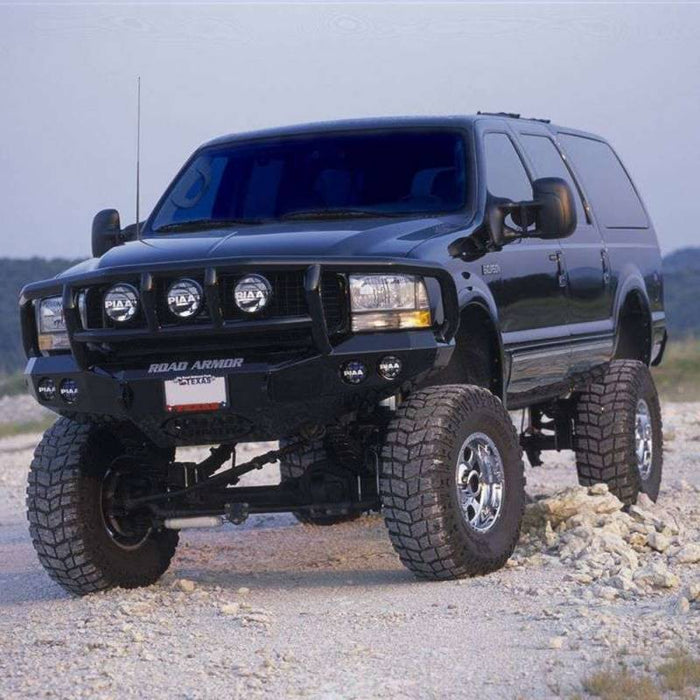 Road Armor 66002B Stealth Winch Front Bumper w/ Titan II Guard and Round Light Holes for Ford F250/F350/F450/Excursion 1999-2004