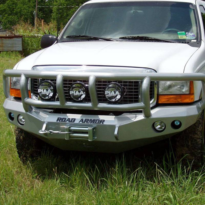 Road Armor 66002B Stealth Winch Front Bumper w/ Titan II Guard and Round Light Holes for Ford F250/F350/F450/Excursion 1999-2004