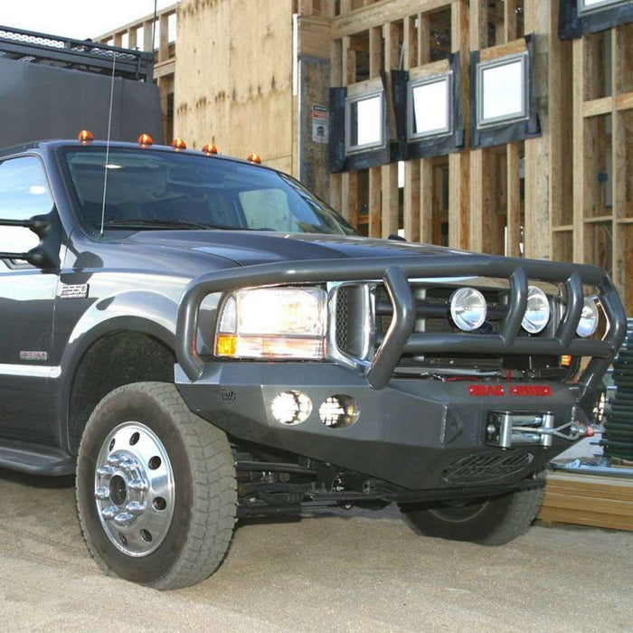 Road Armor 66002B Stealth Winch Front Bumper w/ Titan II Guard and Round Light Holes for Ford F250/F350/F450/Excursion 1999-2004